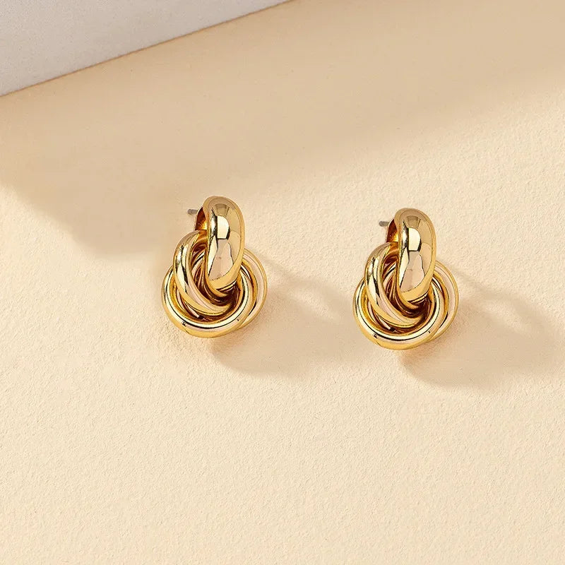 Gold Silver Color Knot Hoop Earring for Women