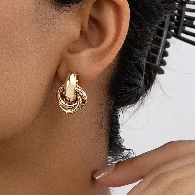 Gold Silver Color Knot Hoop Earring for Women