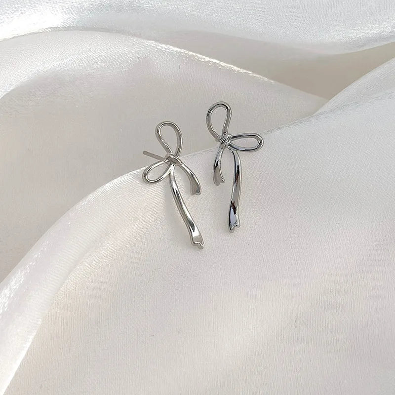 18K Gold Plated Bow Earrings For Women Jewelry Ear Accessories