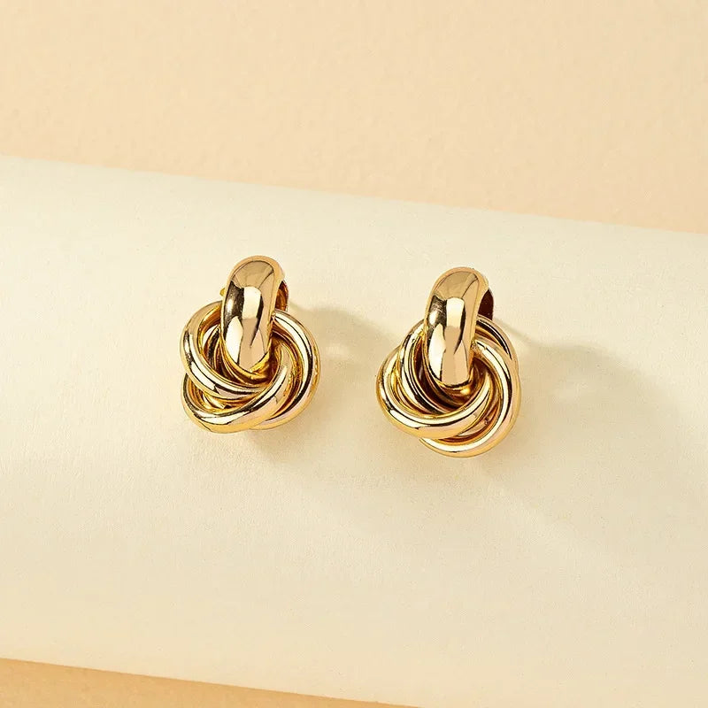 Gold Silver Color Knot Hoop Earring for Women