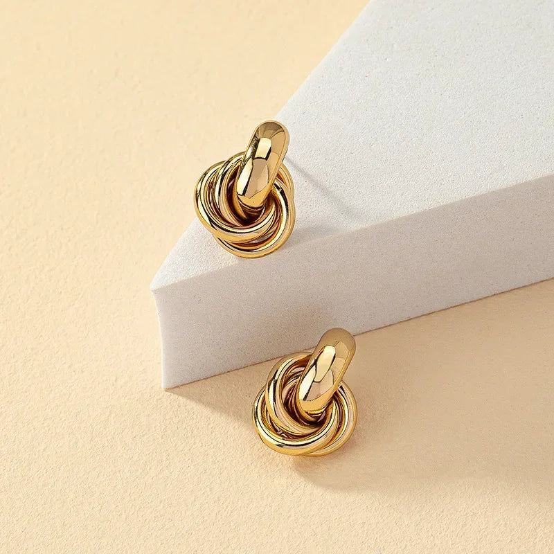 Gold Silver Color Knot Hoop Earring for Women