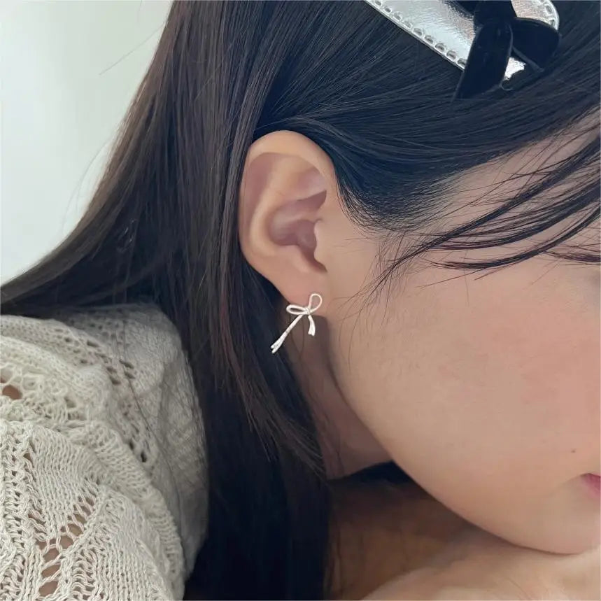 18K Gold Plated Bow Earrings For Women Jewelry Ear Accessories