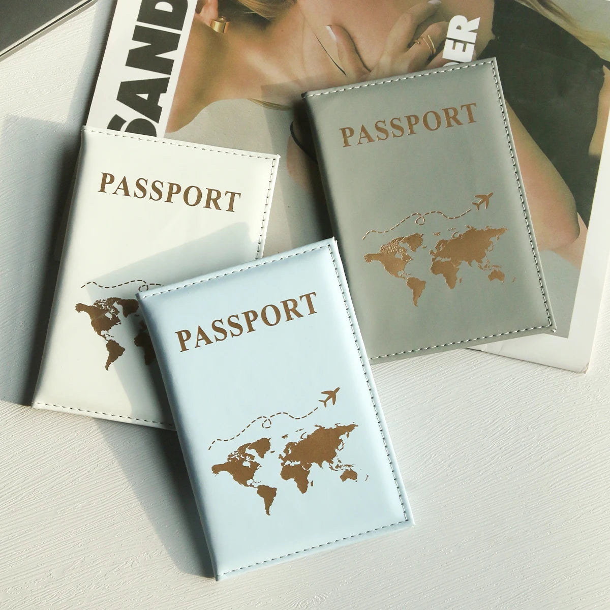 World Map Passport Cover Passport Holder Organizer Protective Card Case ID Document Passport Wallet Credit Card Holder