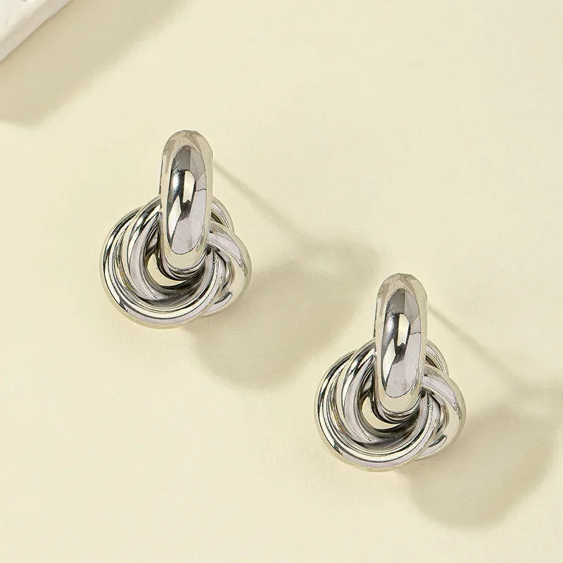 Gold Silver Color Knot Hoop Earring for Women