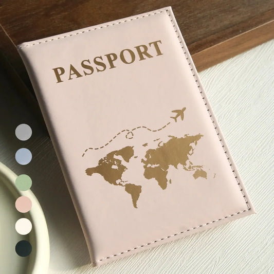 World Map Passport Cover Passport Holder Organizer Protective Card Case ID Document Passport Wallet Credit Card Holder